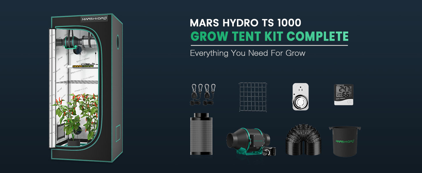 Mars Hydro All-in-one Grow Tent Kits - TS1000 led with 100x100x180cm Tent