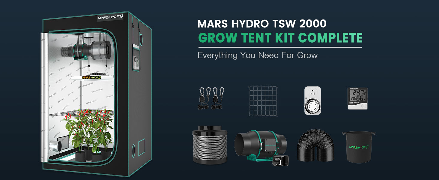 Mars Hydro All-in-one Grow Tent Kits - TSW2000 led with 120x120x200cm Tent